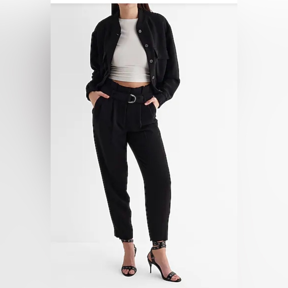 High Waisted Belted Paperbag pants